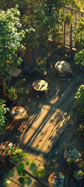 futuristic architecture wallpaper — plant, scenery, table, wooden floor (free 4K phone download)
