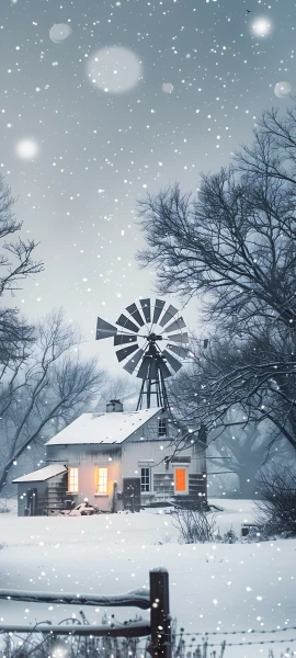 cozy architecture wallpaper — tree, snow, snowing, scenery (free 4K phone download)