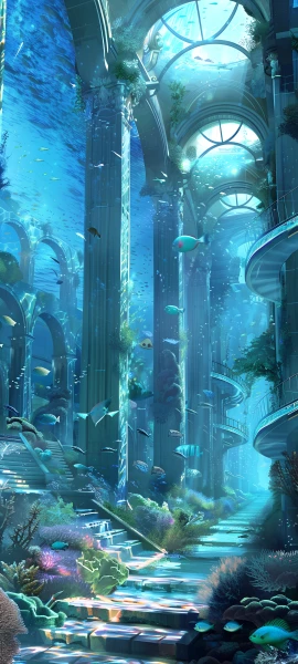 futuristic architecture wallpaper — fish, scenery, underwater, coral (free 4K phone download)