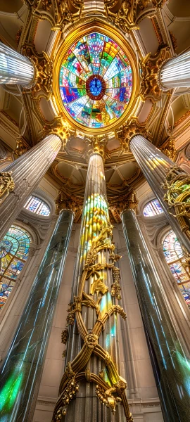gothic architecture wallpaper — stained glass, church, scenery, pillar (free 4K phone download)