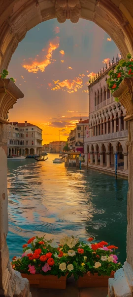 romantic architecture wallpaper — scenery, sky, flower, cloud (free 4K phone download)