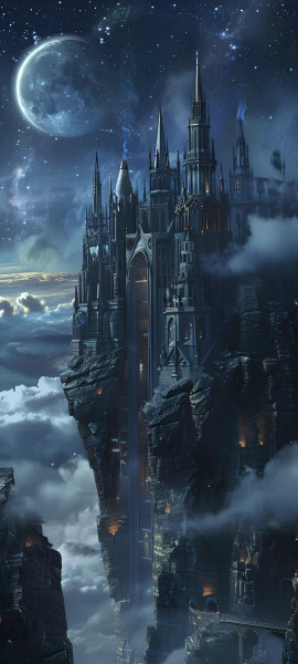 futuristic architecture wallpaper — scenery, sky, moon, star (sky) (free 4K phone download)