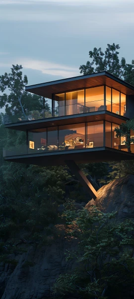 cozy architecture wallpaper — scenery, tree, sky, house (free 4K phone download)