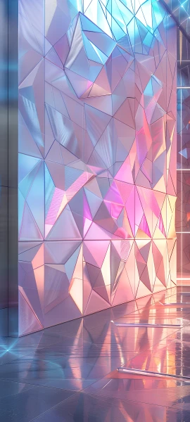 futuristic architecture wallpaper — reflection, stained glass, reflective floor, crystal (free 4K phone download)
