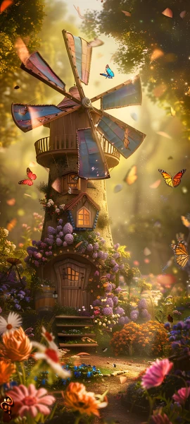whimsical architecture wallpaper — bug, flower, scenery, butterfly (free 4K phone download)
