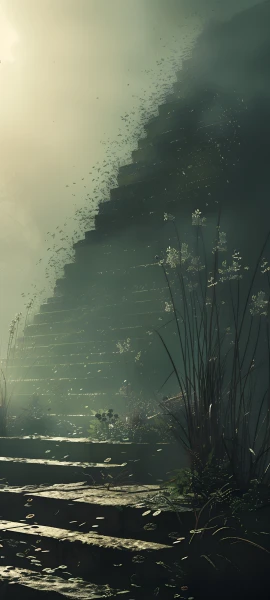 serene architecture wallpaper — scenery, stairs, tree, grass (free 4K phone download)