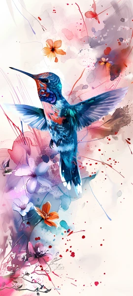 whimsical architecture wallpaper — bird, flower, animal focus, branch (free 4K phone download)