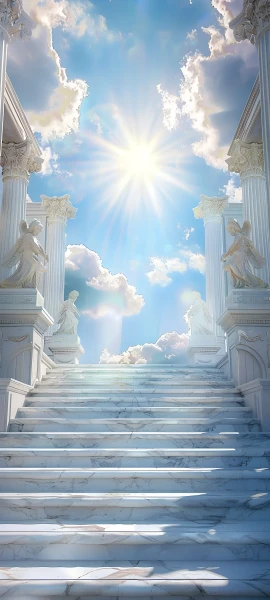 elegant architecture wallpaper — cloud, sky, stairs, statue (free 4K phone download)
