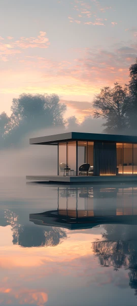 serene architecture wallpaper — reflection, scenery, sky, cloud (free 4K phone download)