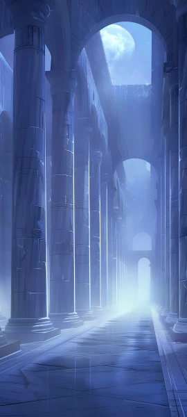 futuristic architecture wallpaper — scenery, pillar, arch, blue theme (free 4K phone download)