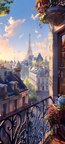 whimsical architecture wallpaper — scenery, sky, cloud, flower (free 4K phone download)