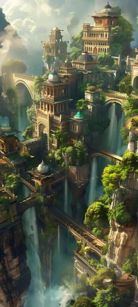 epic architecture wallpaper — scenery, cloud, waterfall, sky (free 4K phone download)