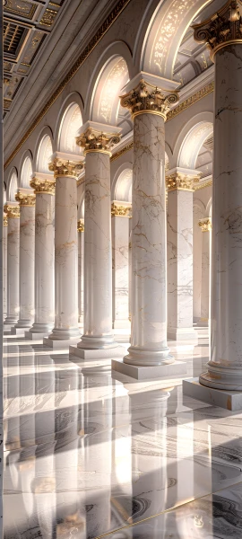 elegant architecture wallpaper — pillar, scenery, column, reflection (free 4K phone download)