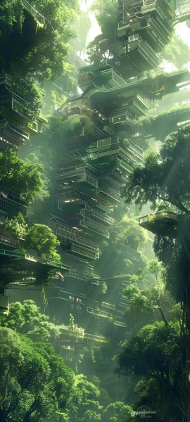 futuristic architecture wallpaper — scenery, tree, sunlight, nature (free 4K phone download)