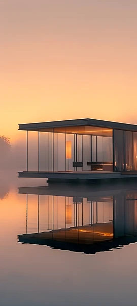 serene architecture wallpaper — scenery, sunset, sky, water (free 4K phone download)