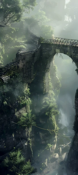 serene architecture wallpaper — scenery, ruins, bridge, tree (free 4K phone download)