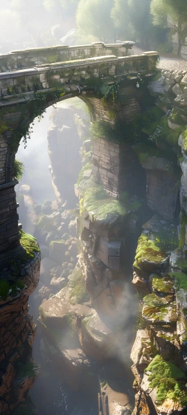 epic architecture wallpaper — scenery, moss, tree, sunlight (free 4K phone download)