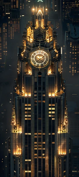 futuristic architecture wallpaper — clock, scenery, building, tower (free 4K phone download)
