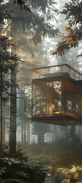 cozy architecture wallpaper — scenery, tree, nature, forest (free 4K phone download)