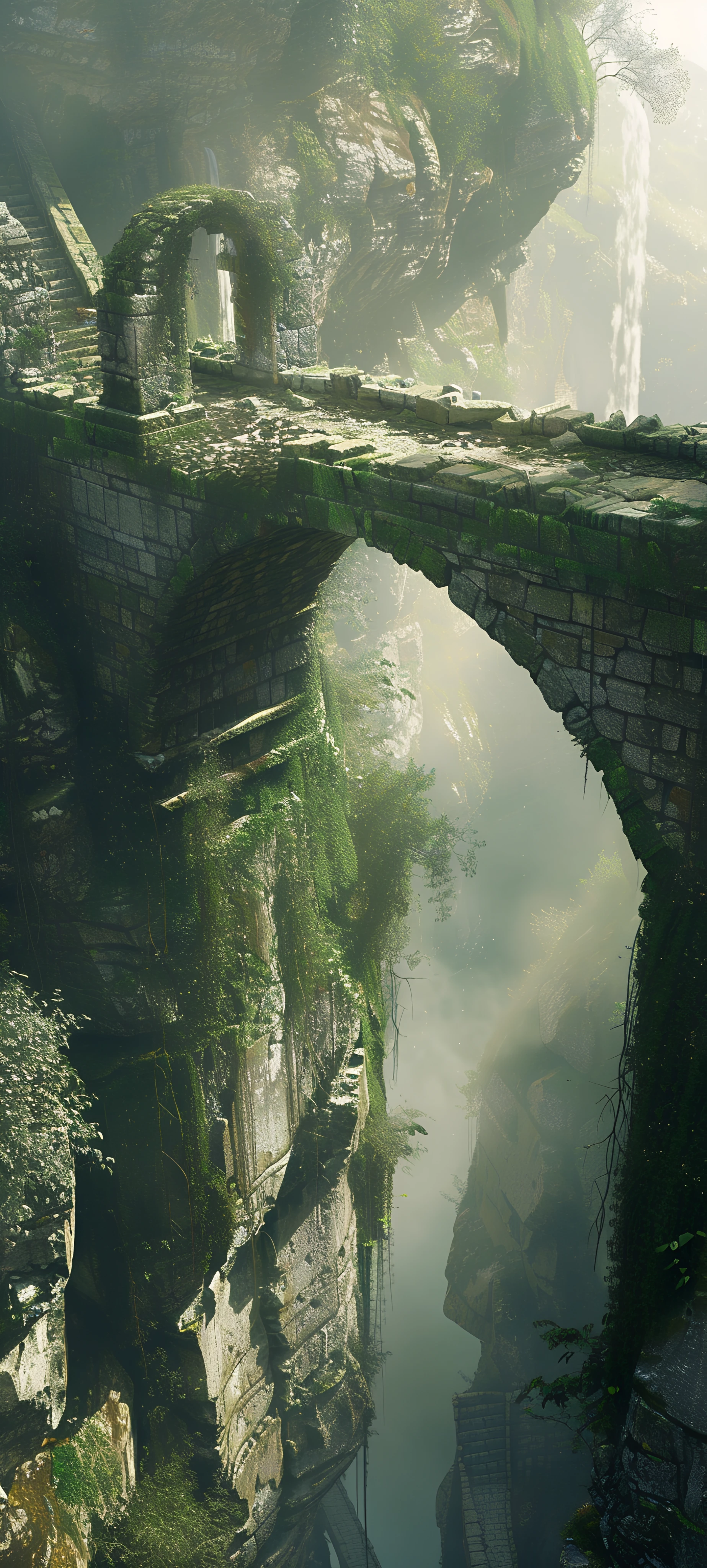 mysterious architecture wallpaper — scenery, moss, ruins, overgrown (free 4K phone download)