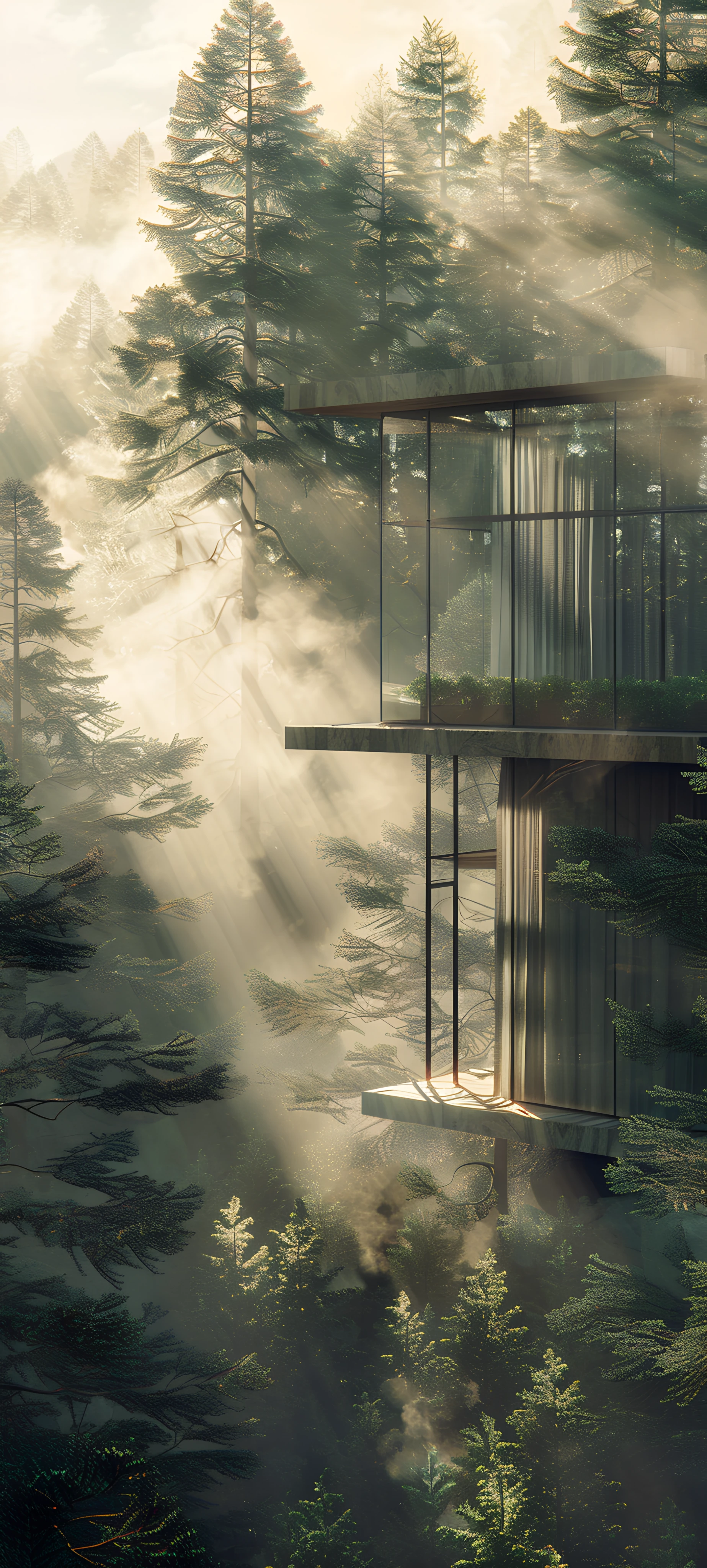 dreamy architecture wallpaper — scenery, tree, sunlight, nature (free 4K phone download)