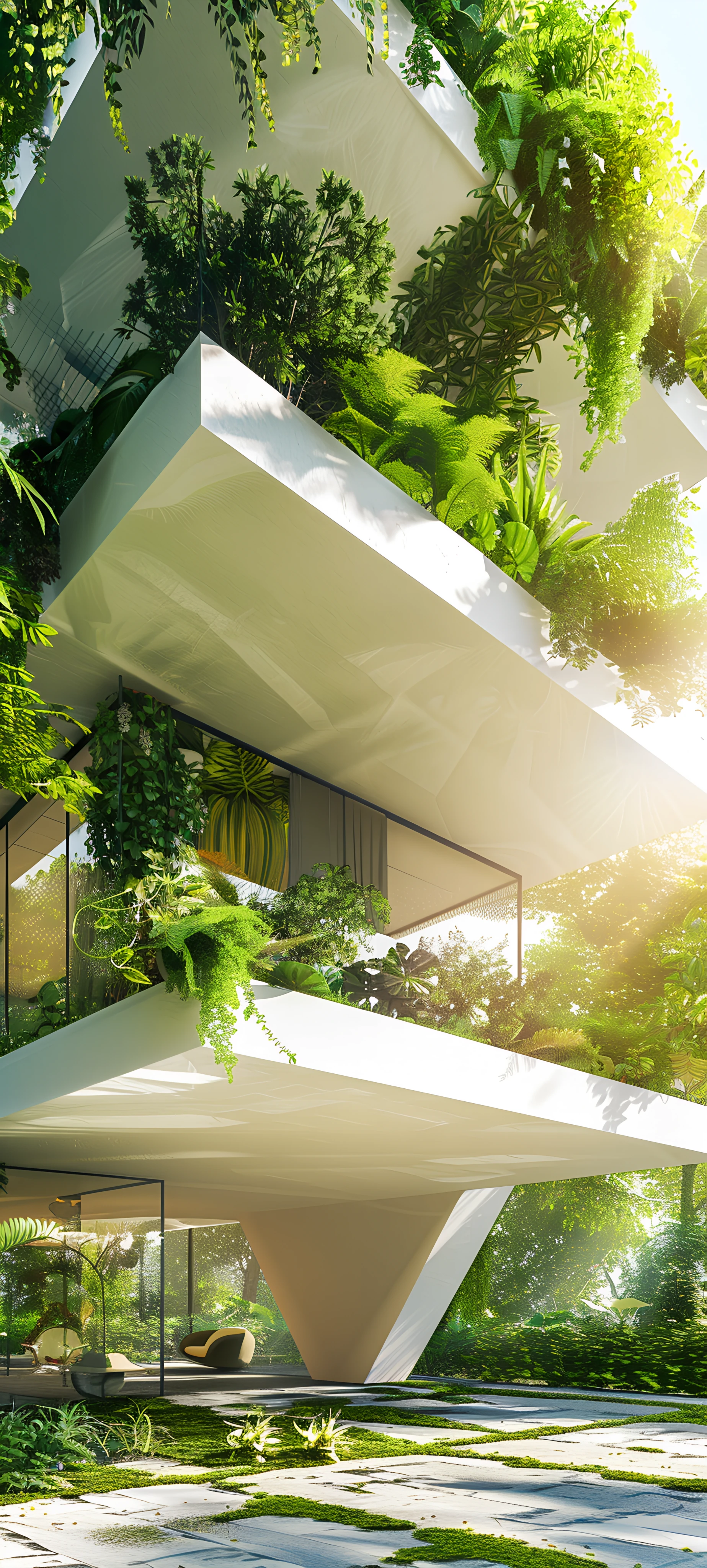 futuristic architecture wallpaper — scenery, tree, sunlight, plant (free 4K phone download)