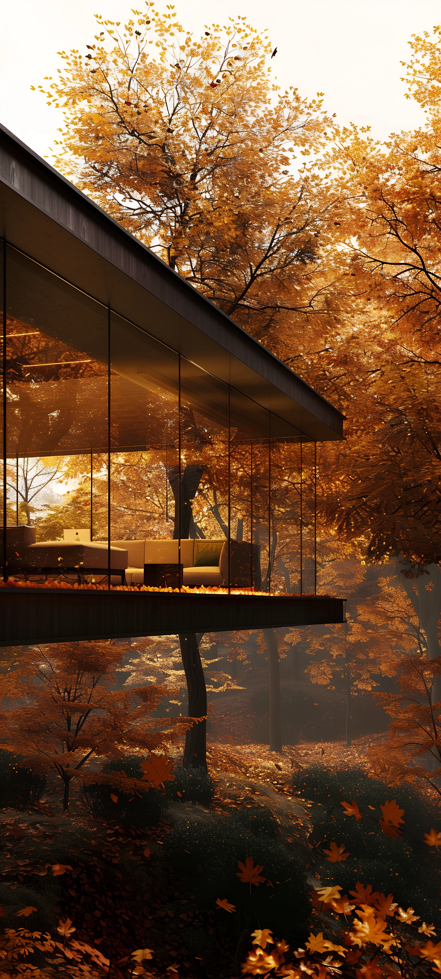 cozy architecture wallpaper — scenery, tree, autumn leaves, autumn (free 4K phone download)