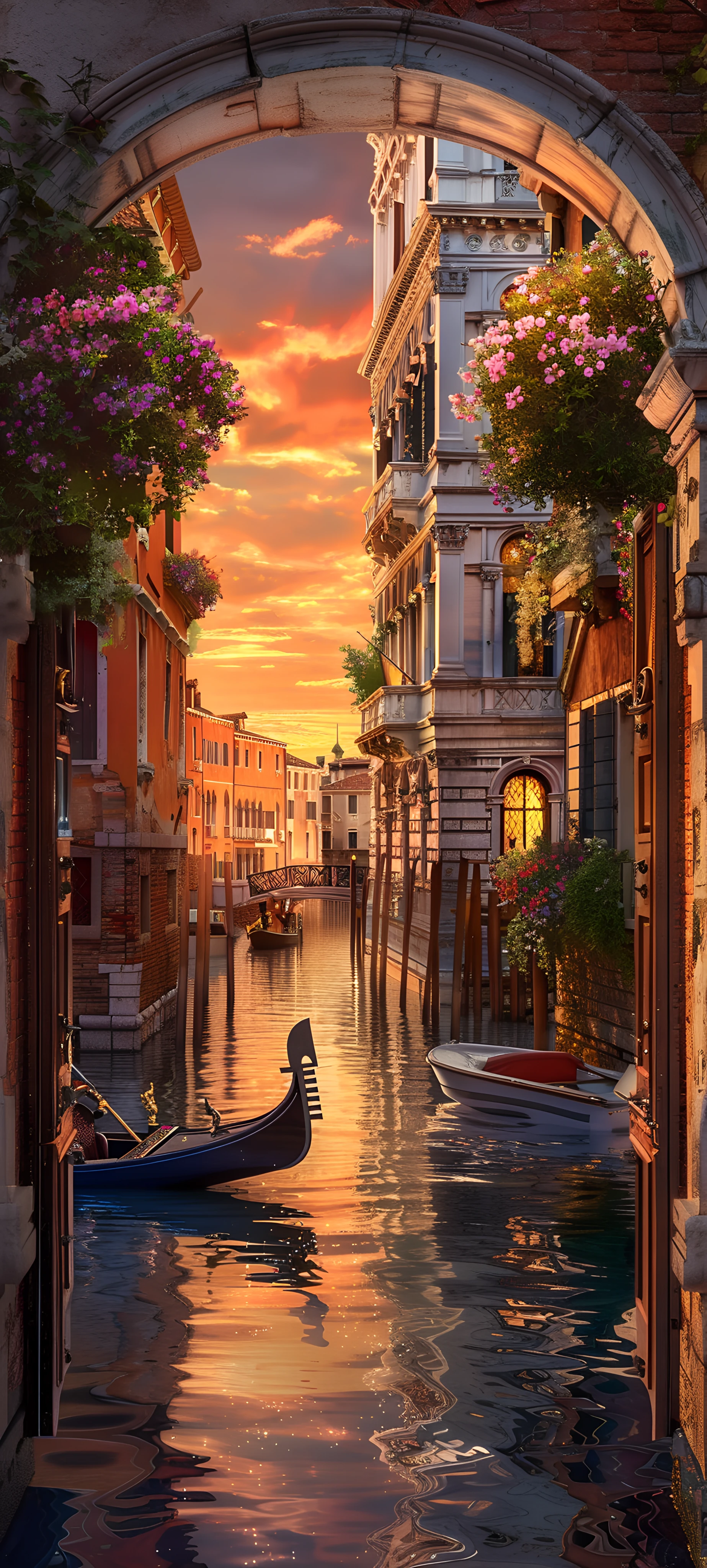 romantic architecture wallpaper — boat, scenery, watercraft, building (free 4K phone download)