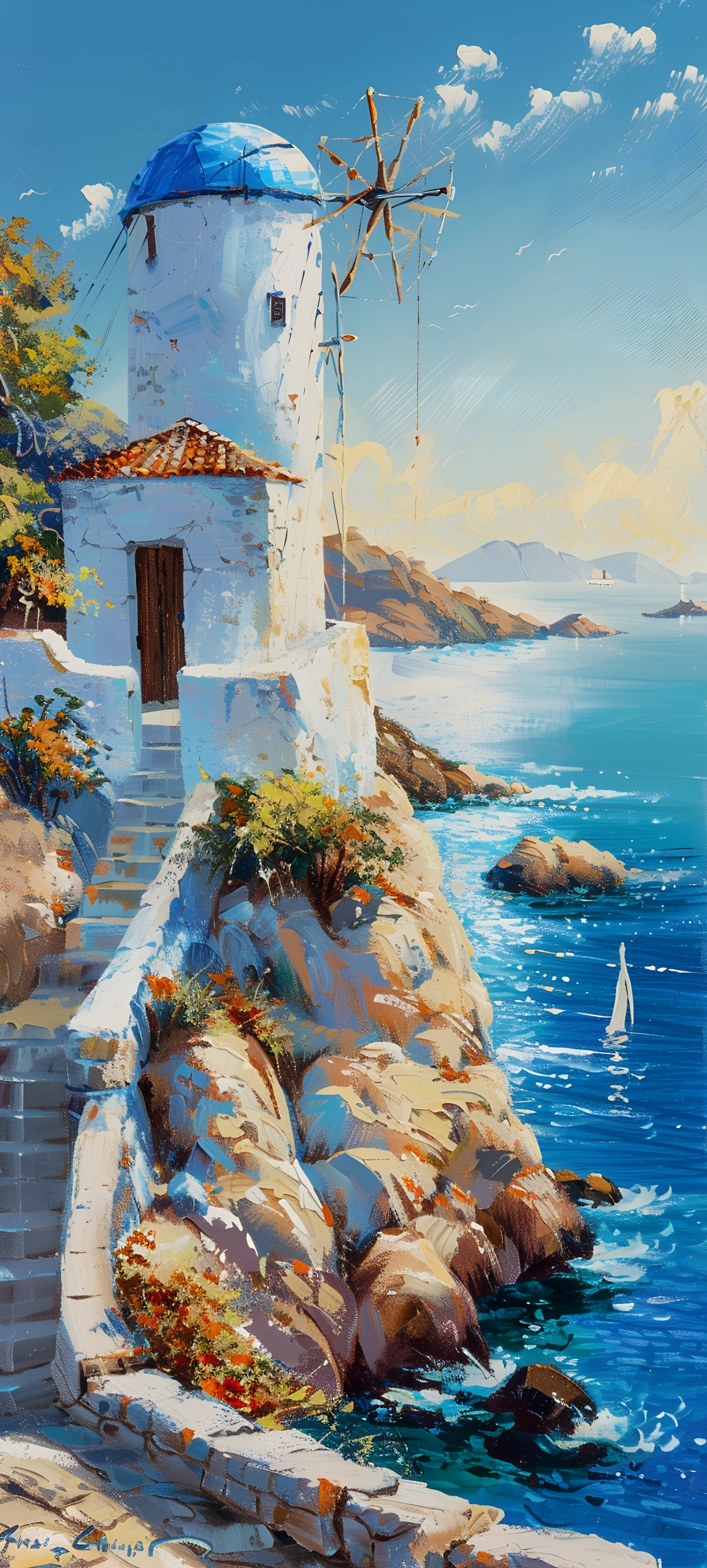 painterly architecture wallpaper — scenery, sky, cloud, water (free 4K phone download)