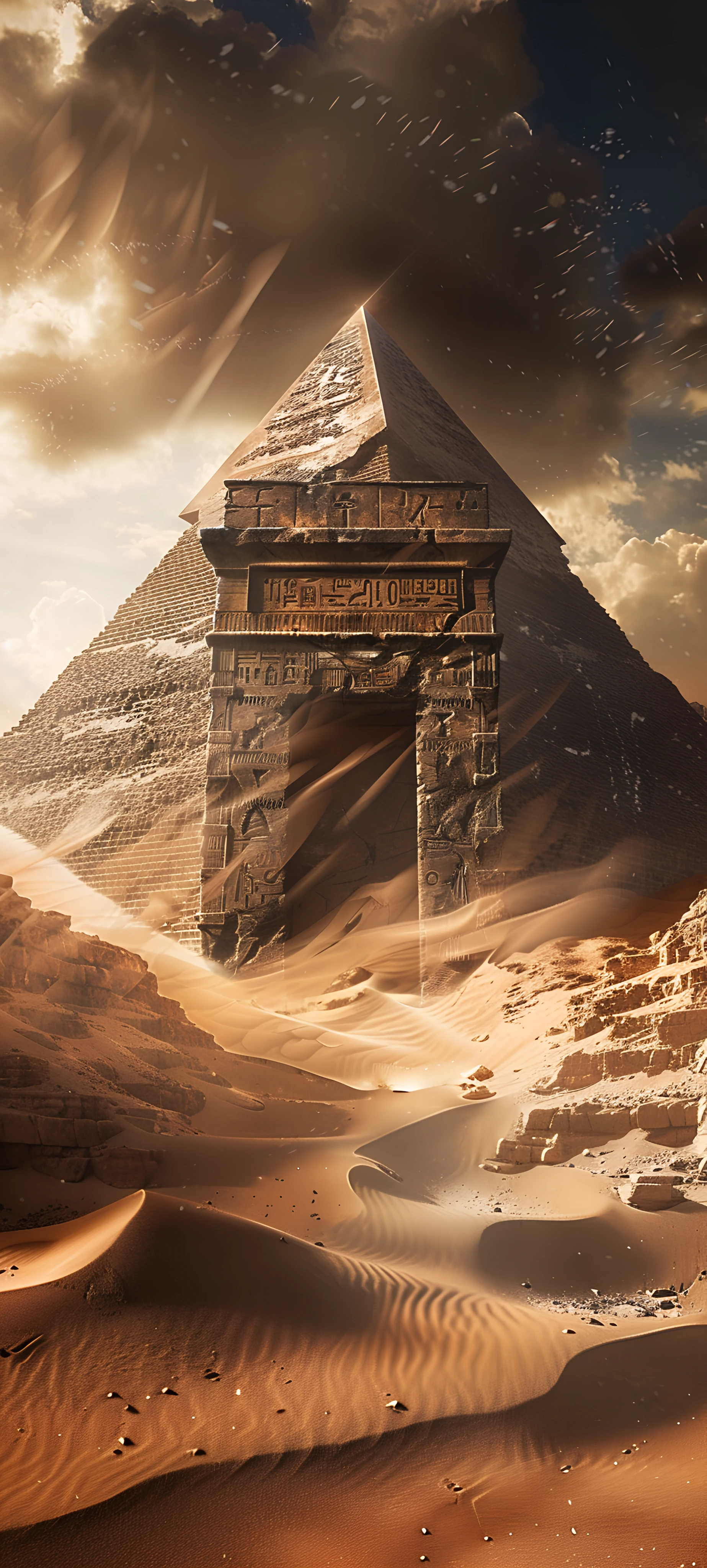mysterious architecture wallpaper — desert, scenery, cloud, sky (free 4K phone download)