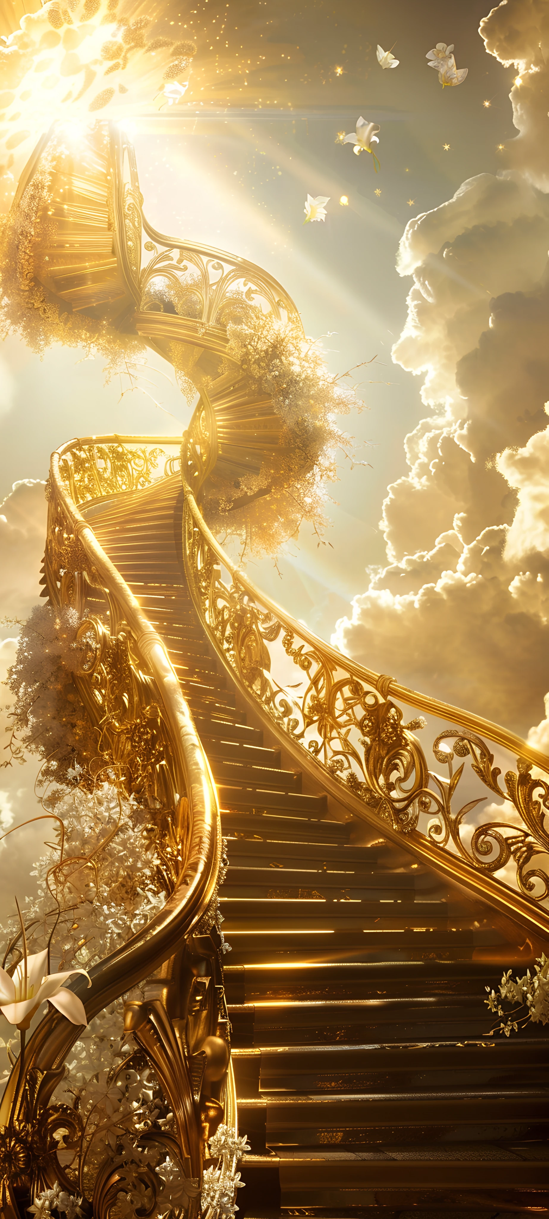 magical architecture wallpaper — scenery, cloud, stairs, sky (free 4K phone download)