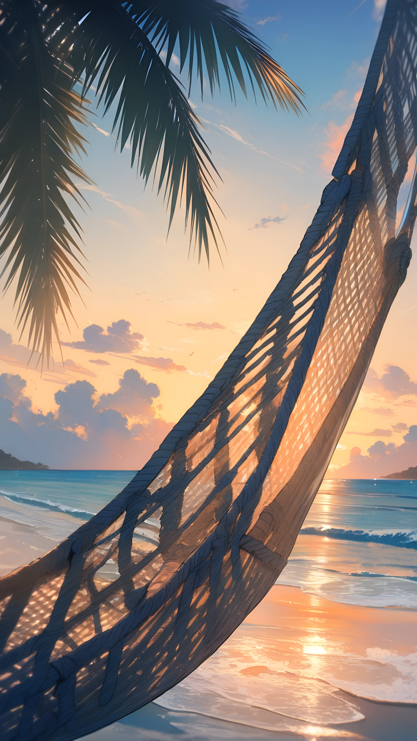 Anime Wallpaper Beach Hammock Sunset 1440×2560 anime wallpaper