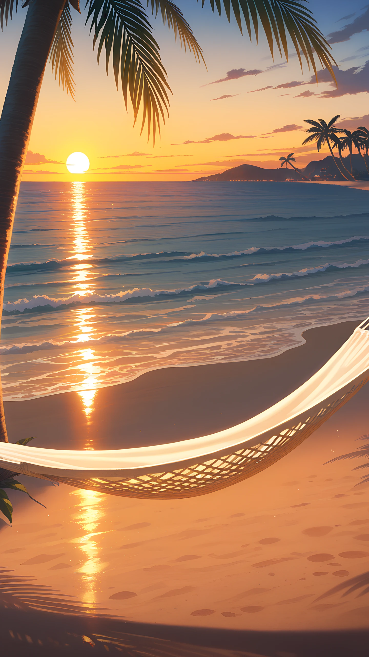 Anime Wallpaper Beach Hammock Sunset 1440×2560 anime wallpaper