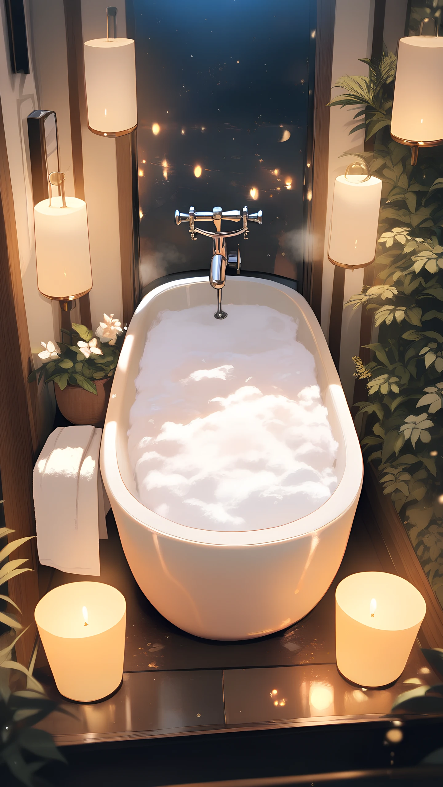 Anime Wallpaper Candlelit Bath 1440×2560 anime wallpaper
