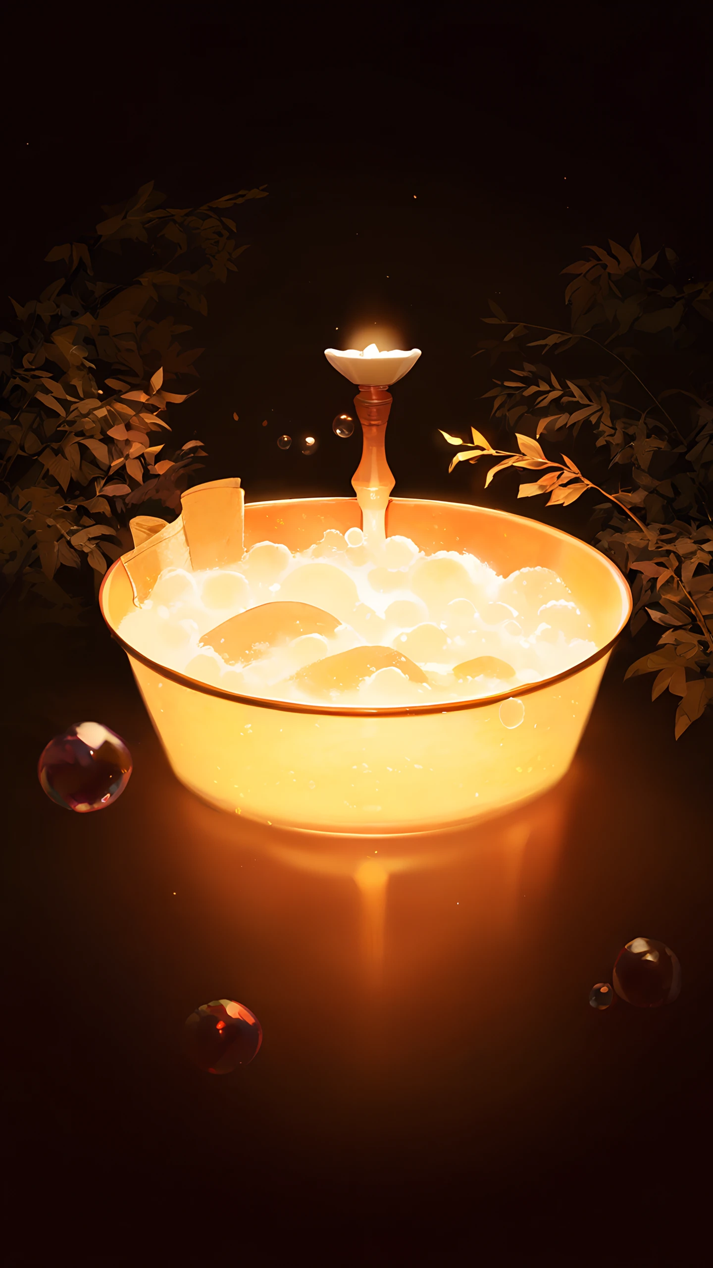 Anime Wallpaper Candlelit Bath 1440×2560 anime wallpaper