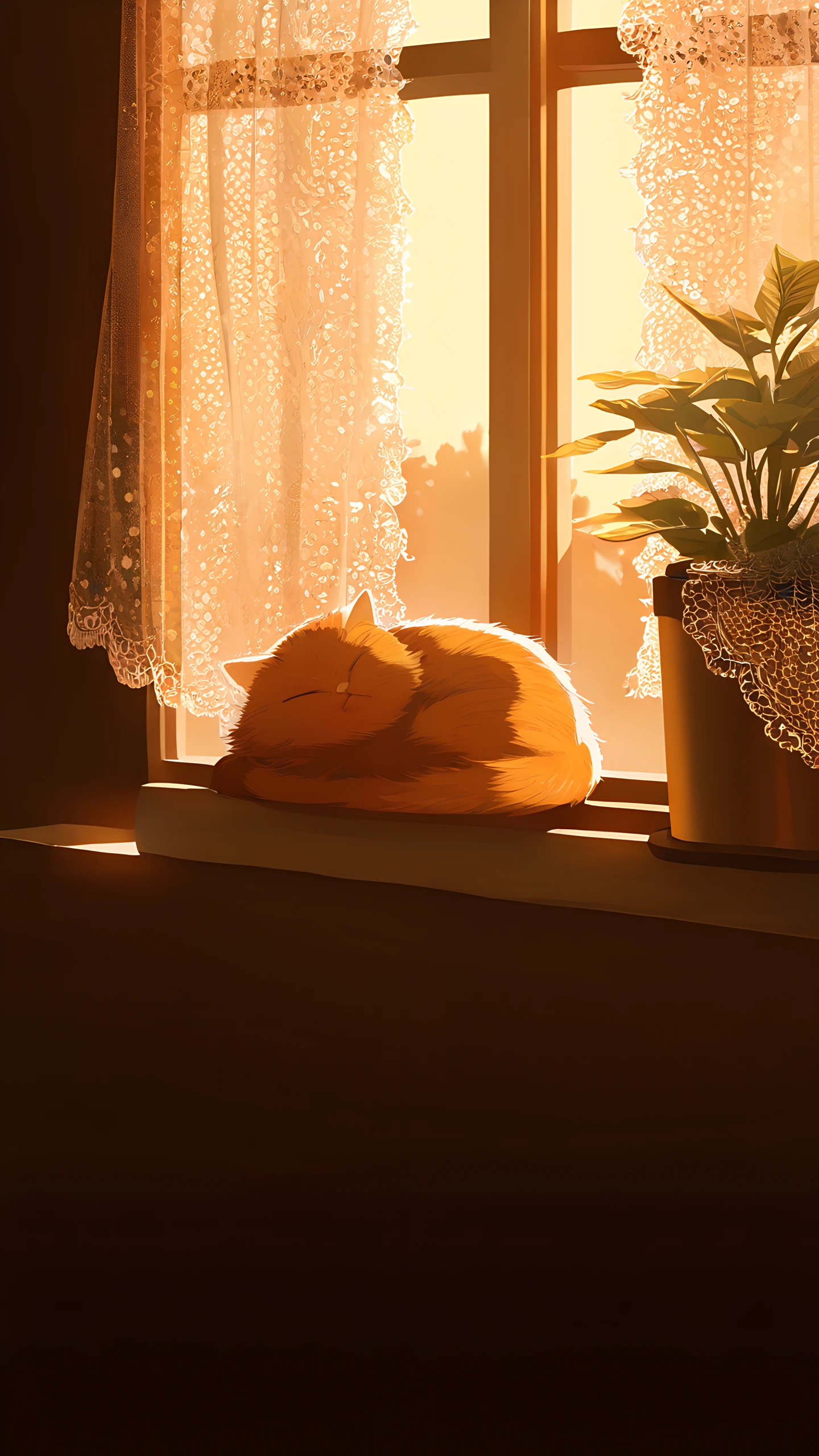 Anime Wallpaper Cat Sunny Windowsill 1440×2560 anime wallpaper
