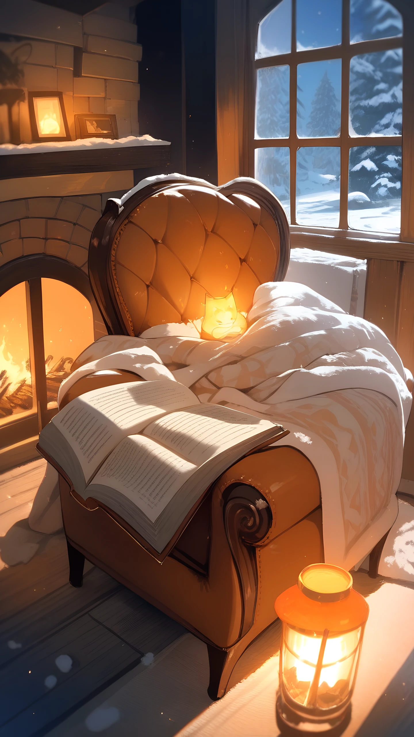 Anime Wallpaper Fireplace Armchair 1440×2560 anime wallpaper