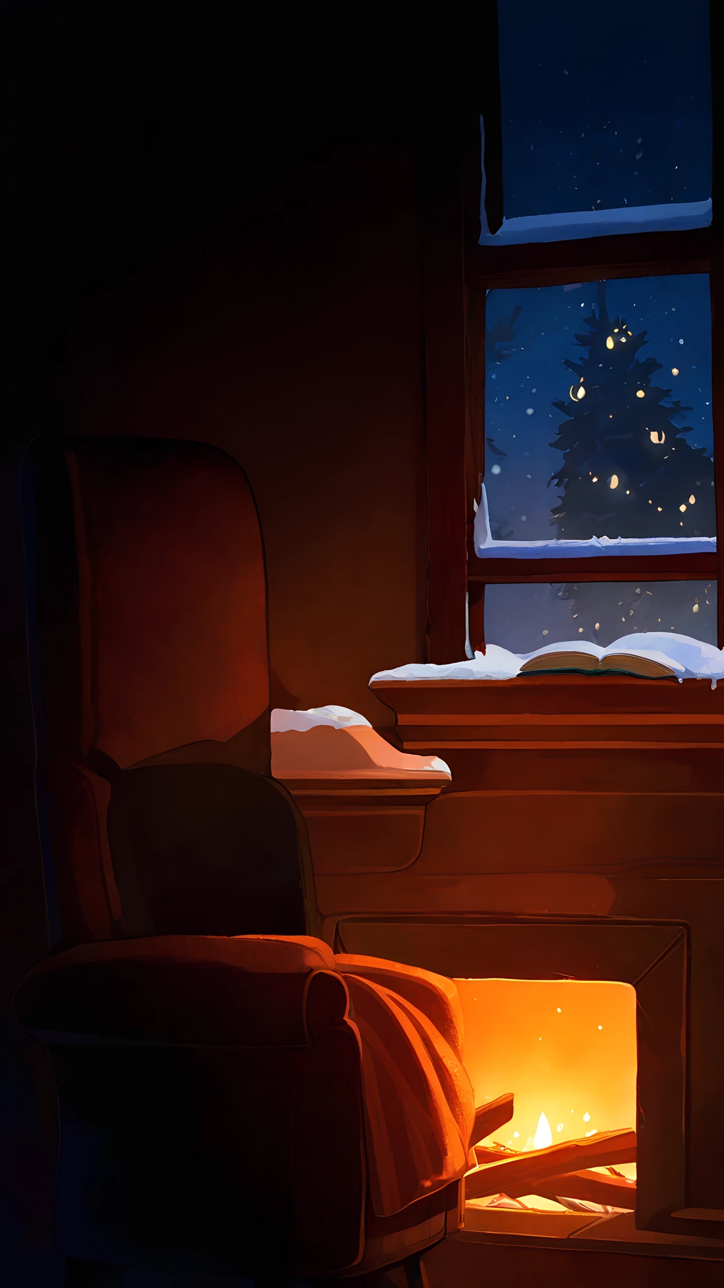 Anime Wallpaper Fireplace Armchair 1440×2560 anime wallpaper