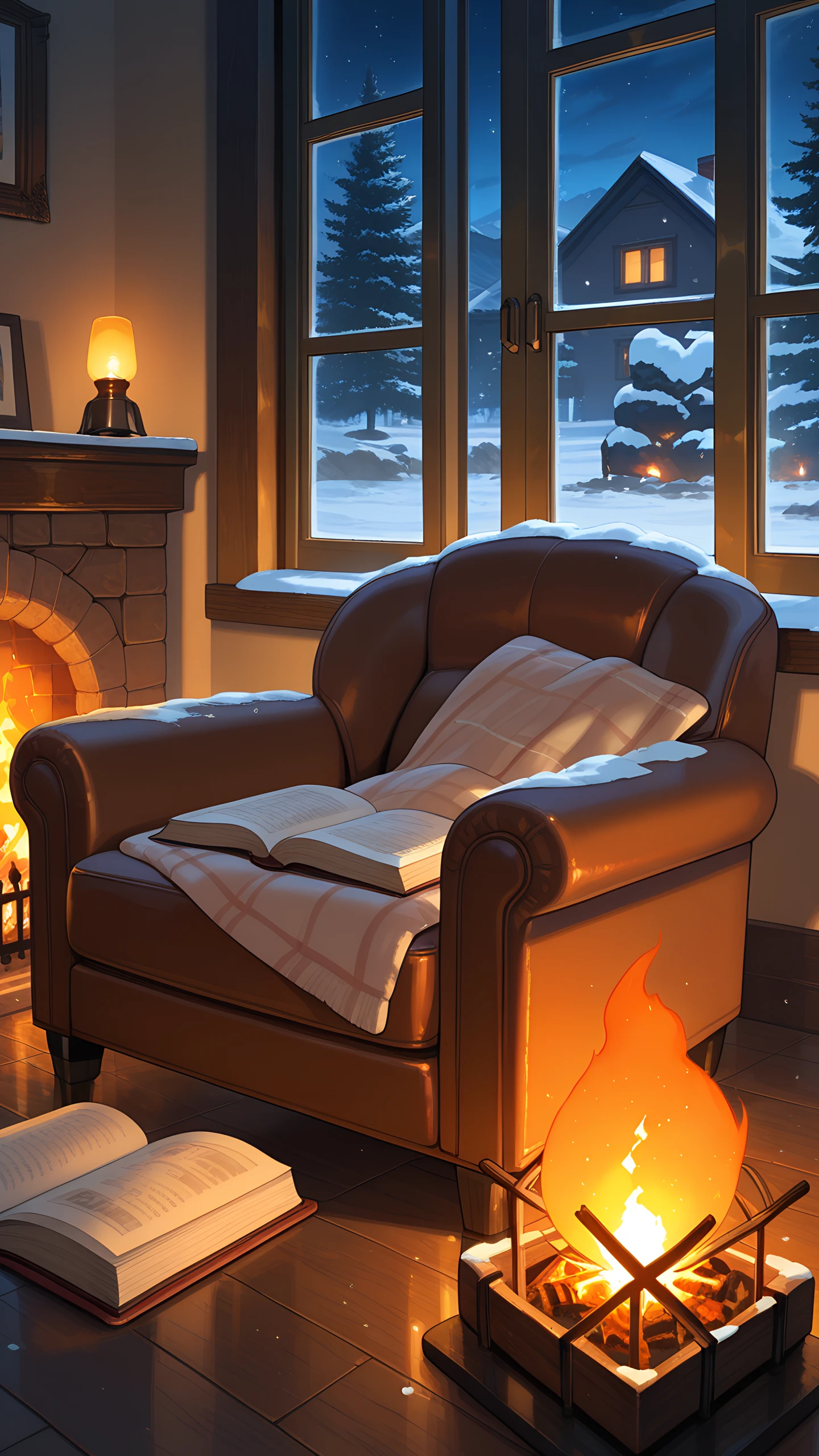 Anime Wallpaper Fireplace Armchair 1440×2560 anime wallpaper