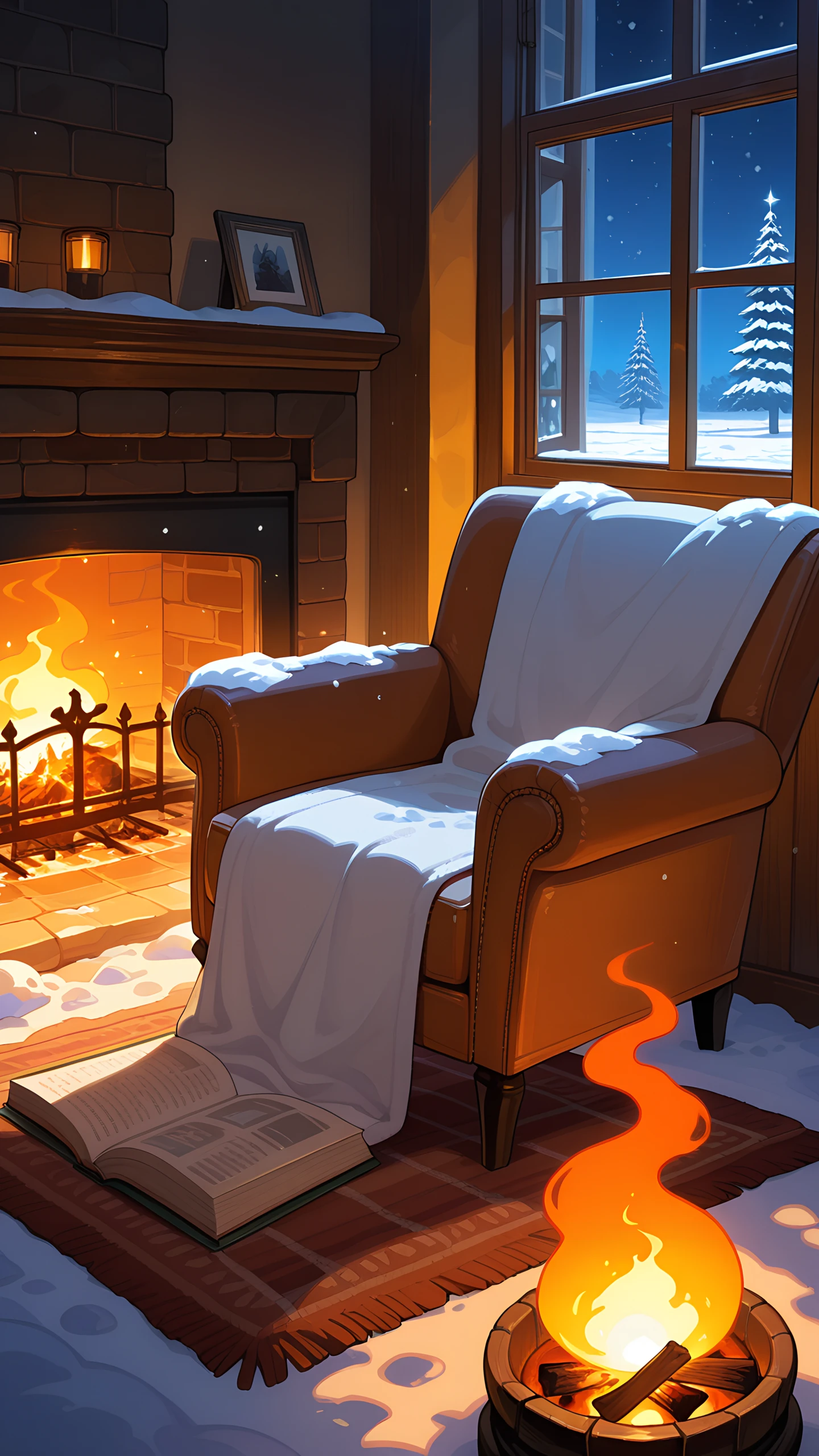 Anime Wallpaper Fireplace Armchair 1440×2560 anime wallpaper