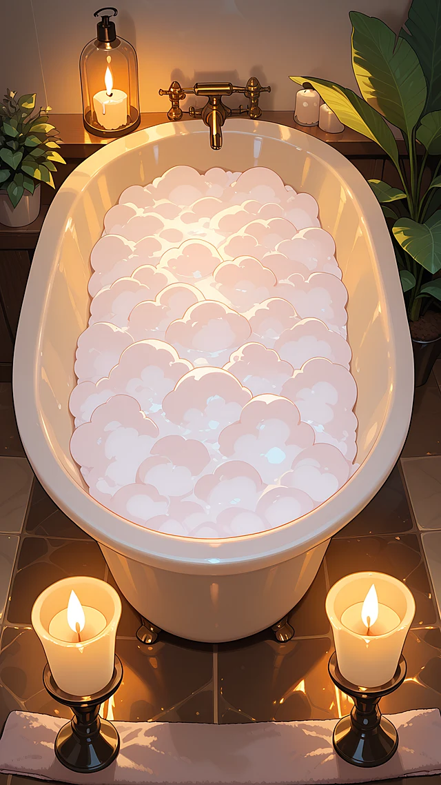 anime wallpaper candlelit bath — 1440×2560