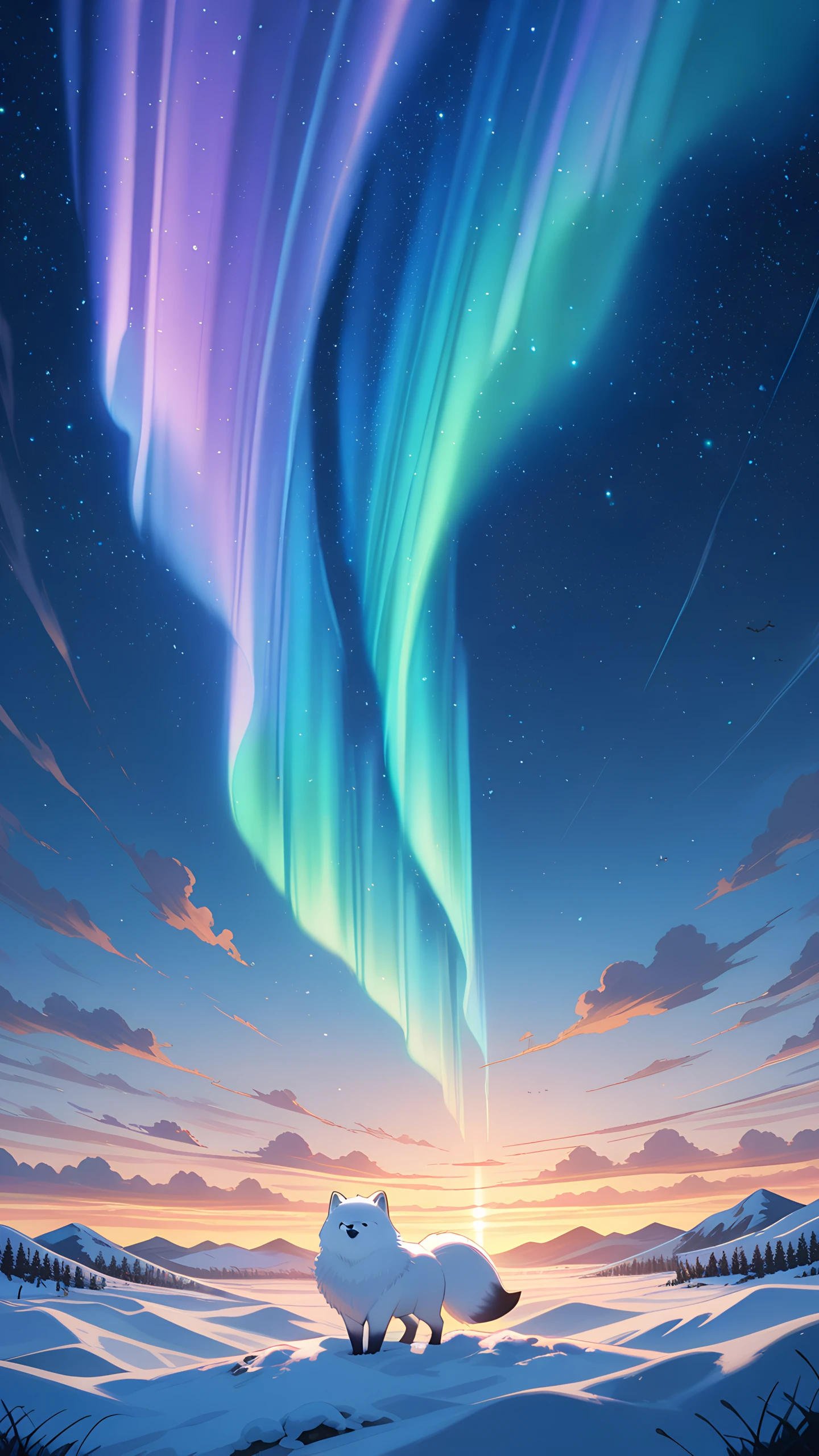 Anime Wallpaper Arctic Fox Aurora 1440×2560 anime wallpaper
