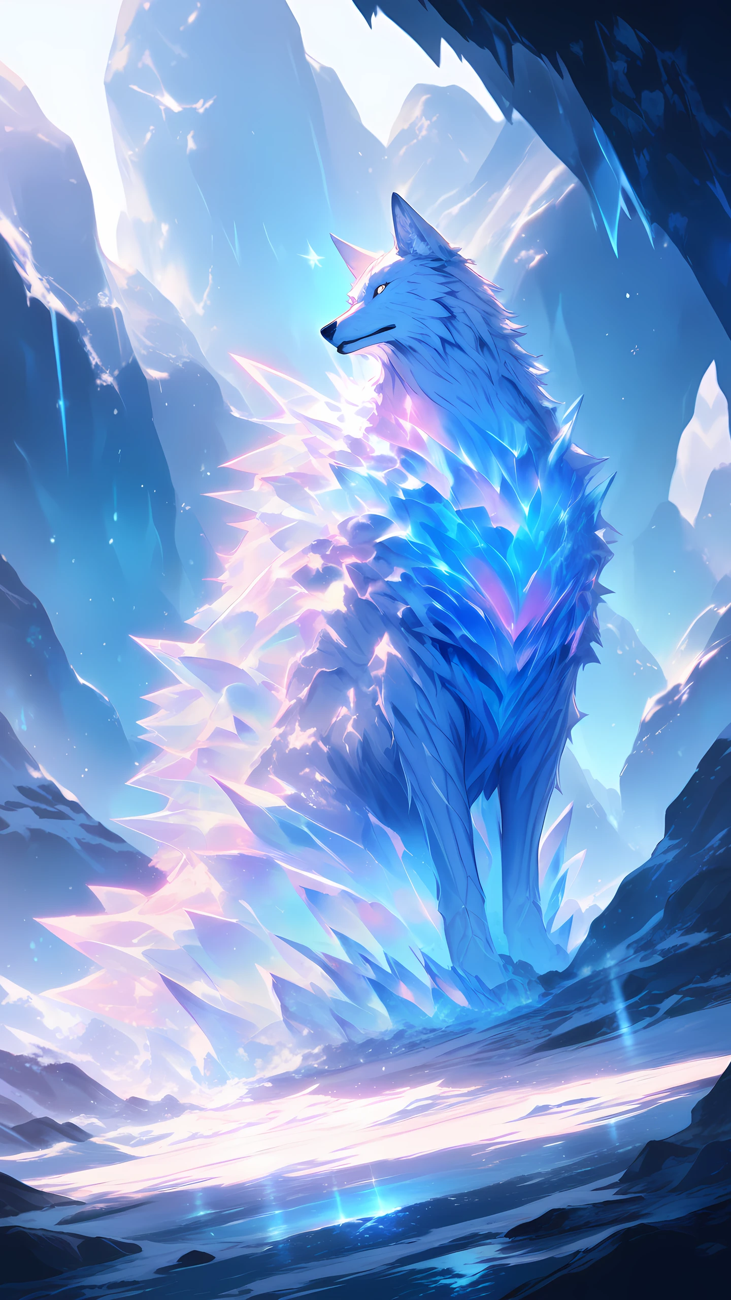 Anime Wallpaper Crystal Wolf 1440×2560 anime wallpaper