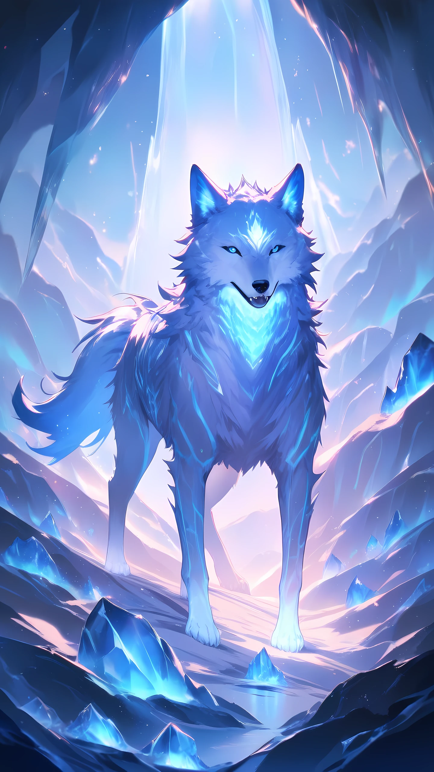 Anime Wallpaper Crystal Wolf 1440×2560 anime wallpaper