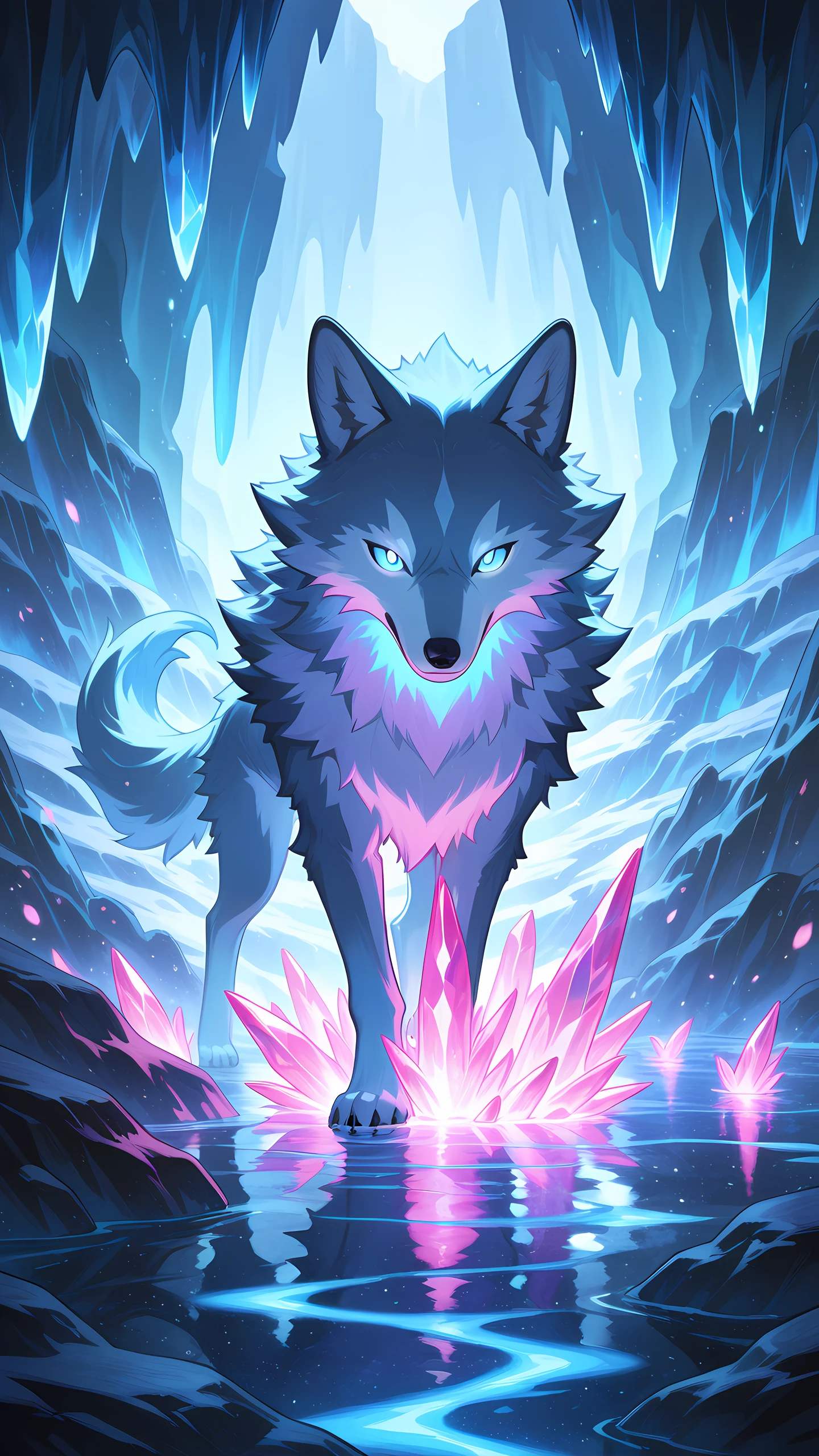 Anime Wallpaper Crystal Wolf 1440×2560 anime wallpaper