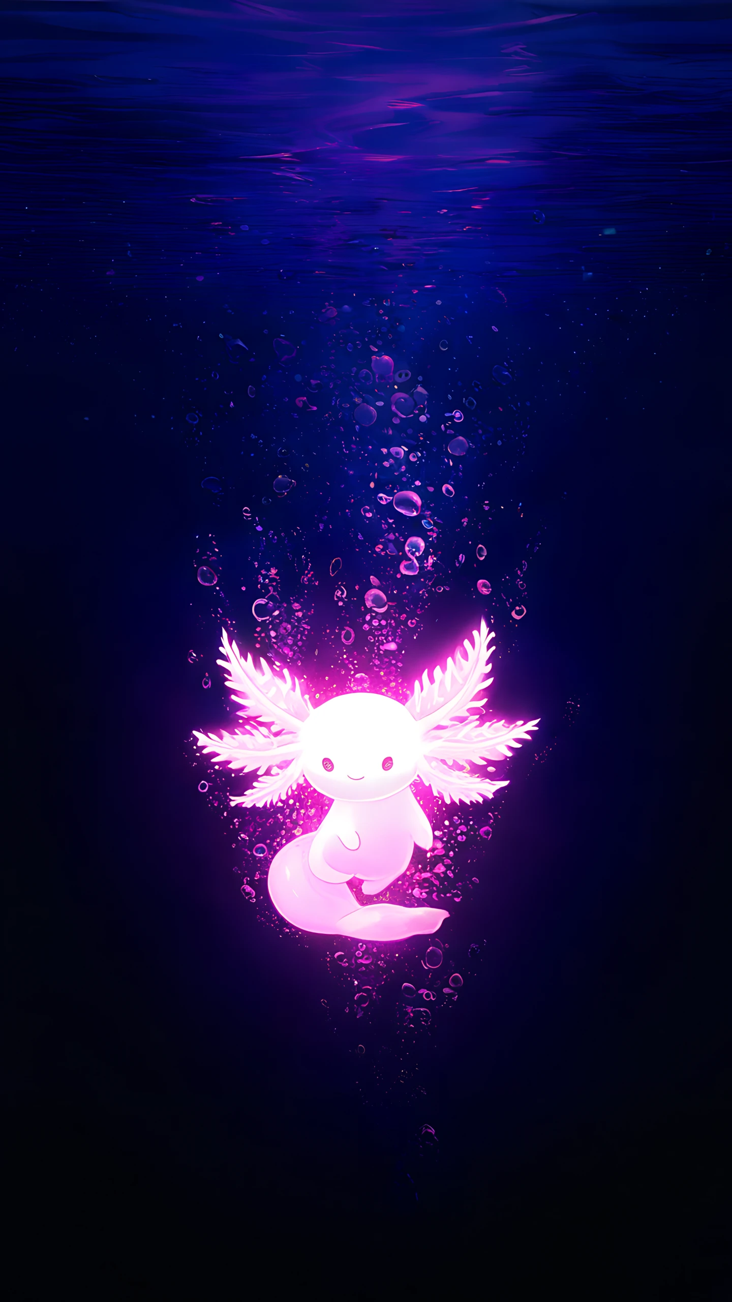Anime Wallpaper Glowing Axolotl 1440×2560 anime wallpaper