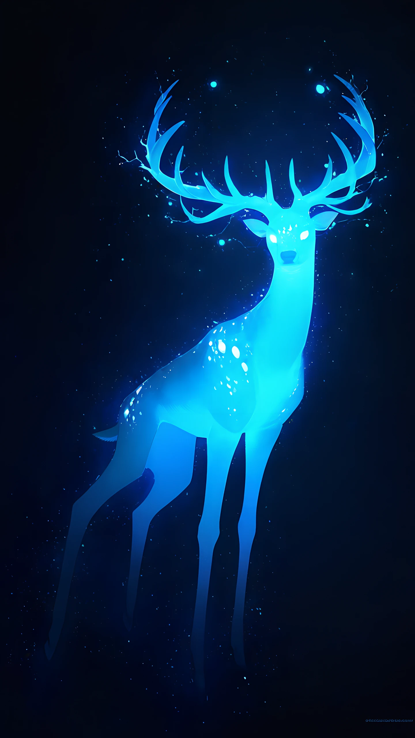 Anime Wallpaper Glowing Forest Deer 1440×2560 anime wallpaper
