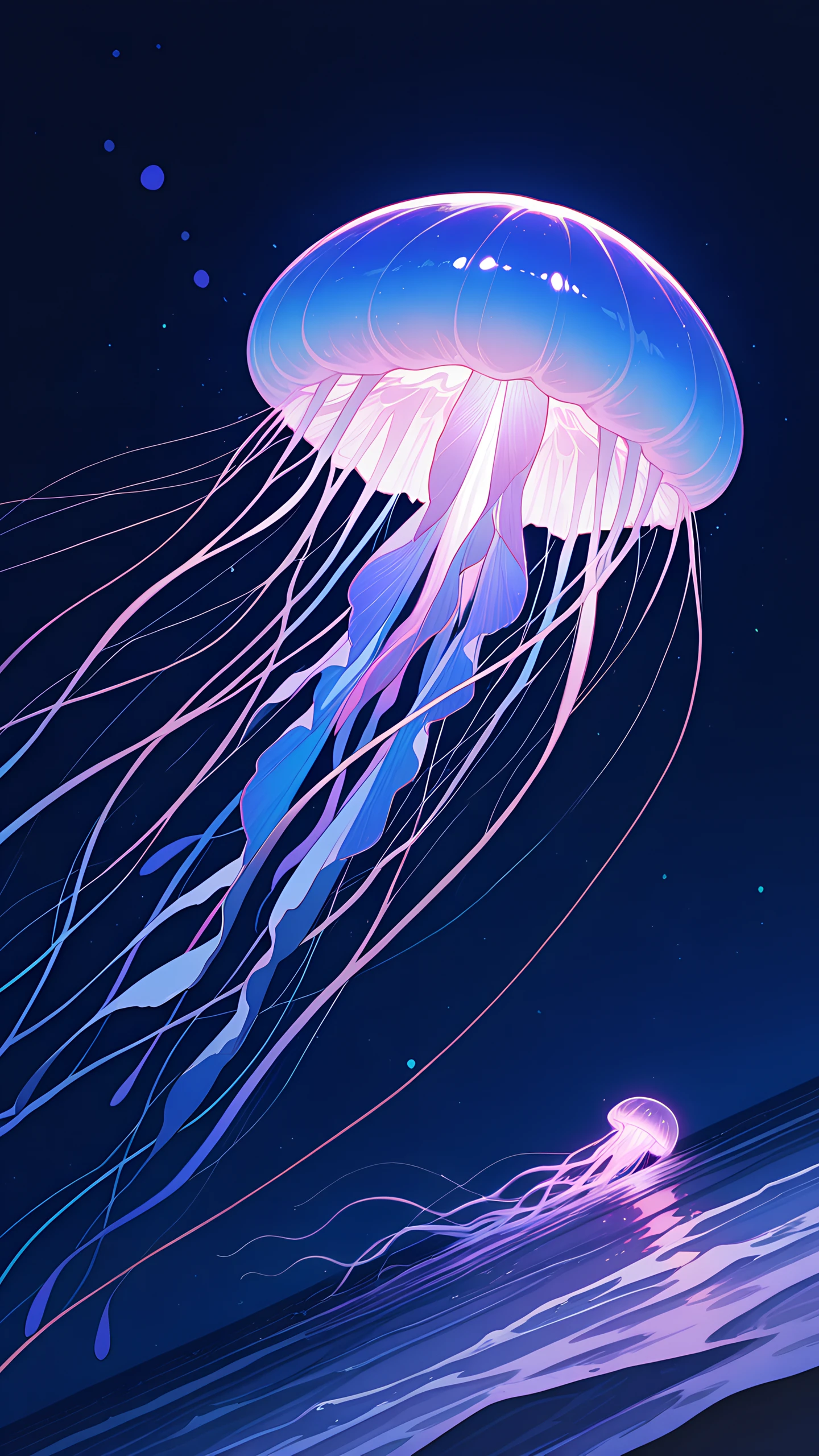 Anime Wallpaper Glowing Jellyfish 1440×2560 anime wallpaper