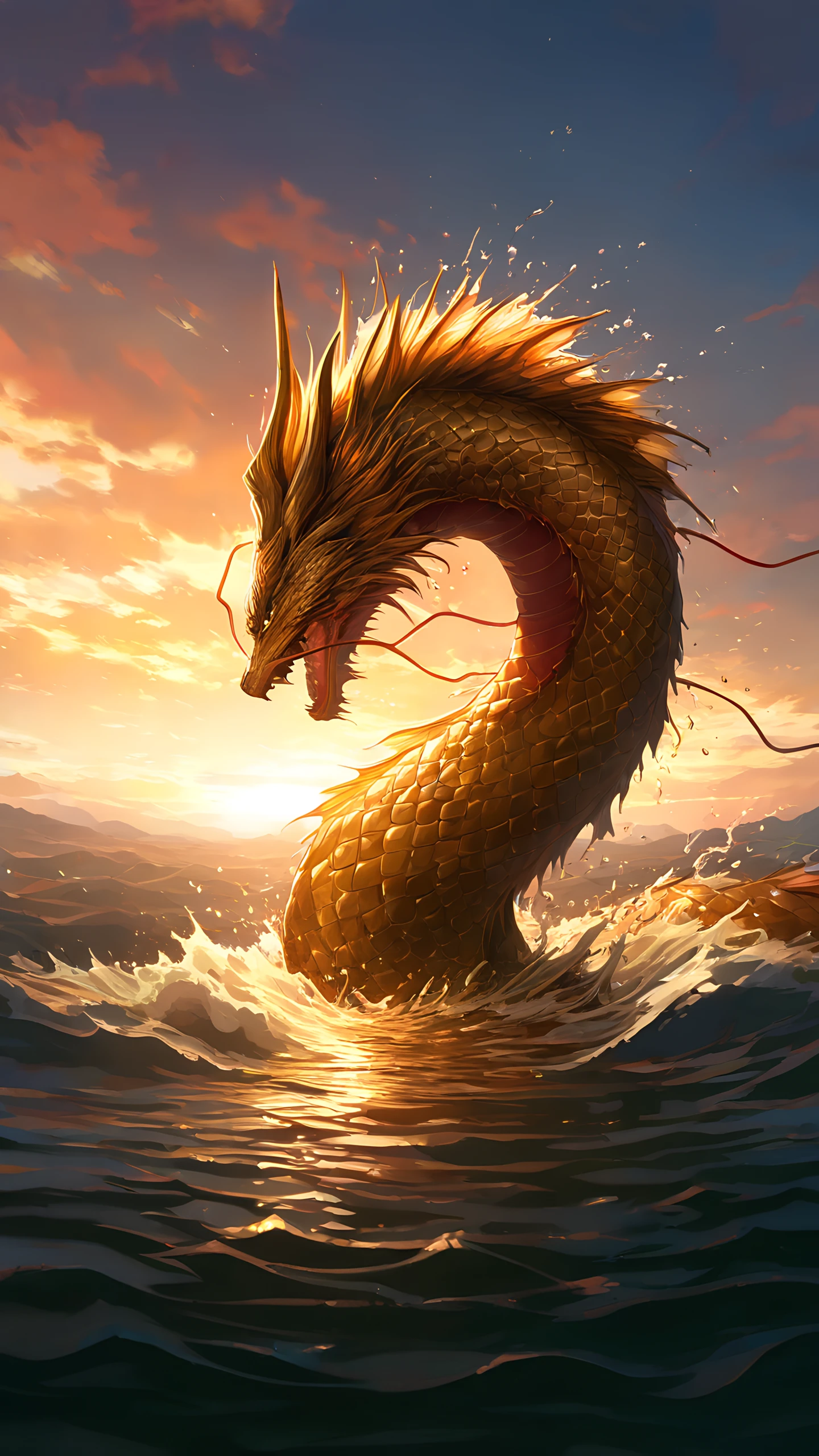 Anime Wallpaper Koi Dragon 1440×2560 anime wallpaper