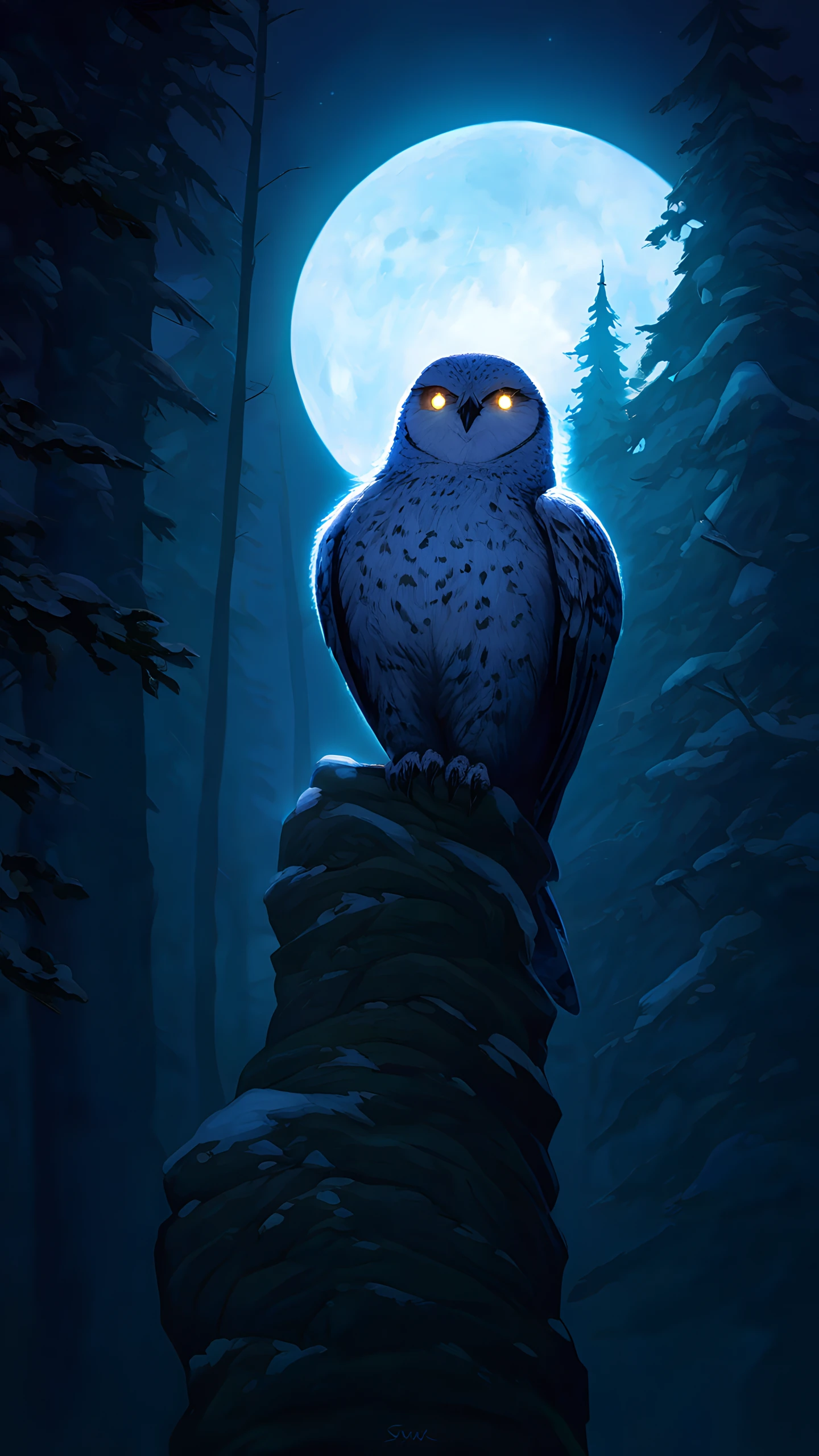 Anime Wallpaper Snowy Owl 1440×2560 anime wallpaper